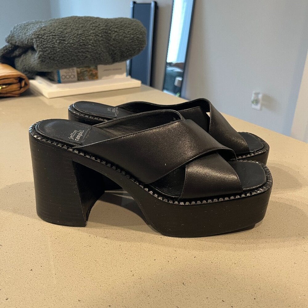 Jeffrey Campbell Chunky Black Kiff Platform Sandal - Size 8.5 Like New